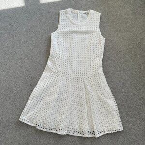 / Madewell Eyelet Bianca Sheath White Dress Pleated Spring Summer Skater US 4